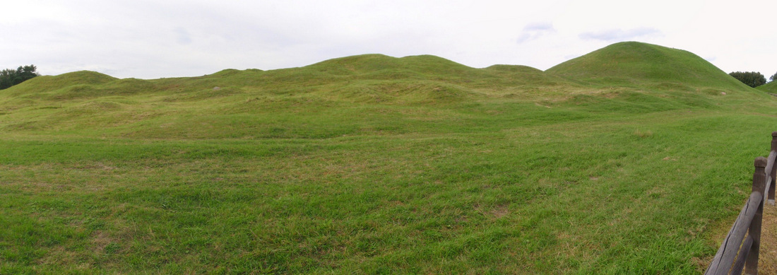 view of the ancient burial mounds.